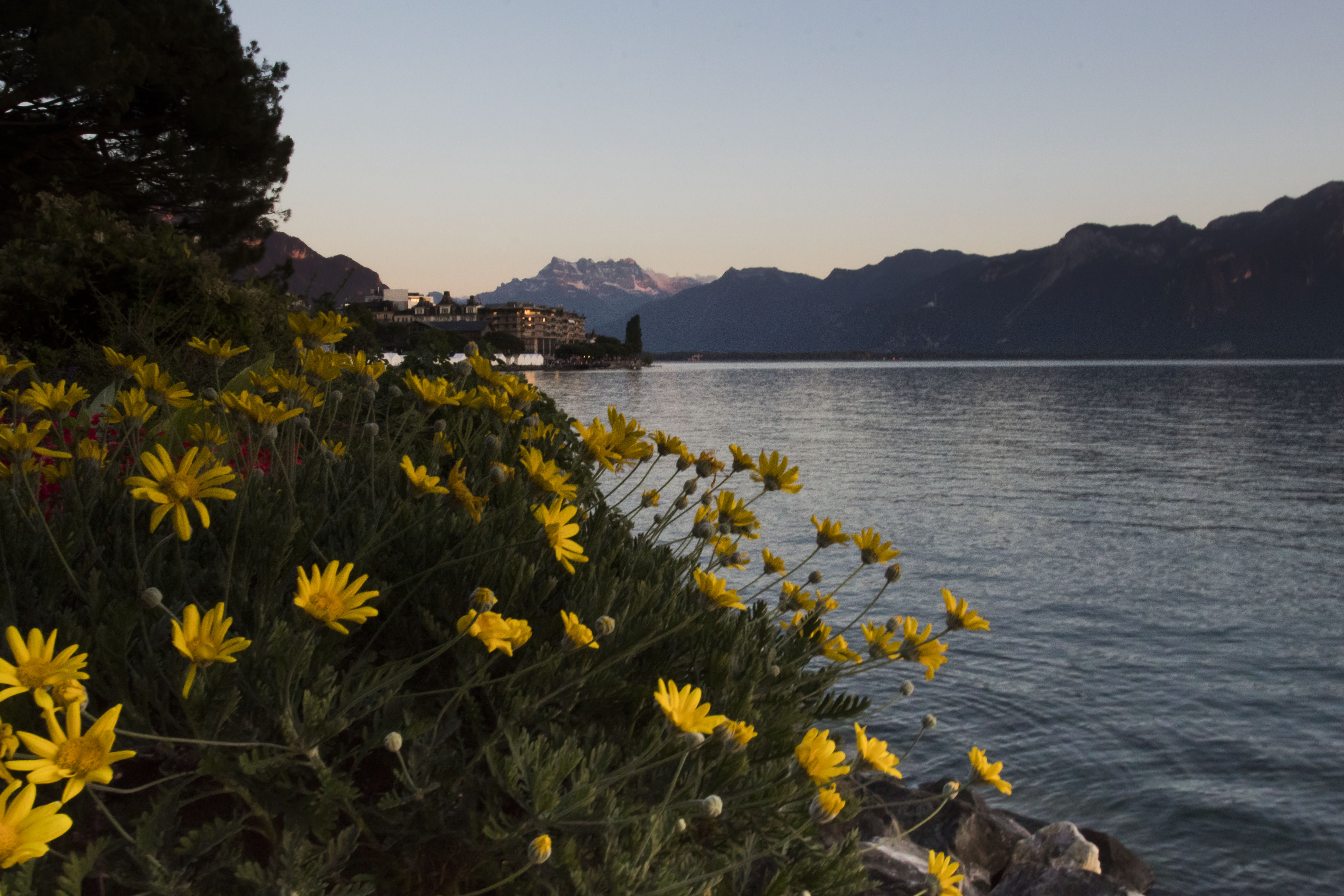 The Dents du Midi mountains visible from Montreux